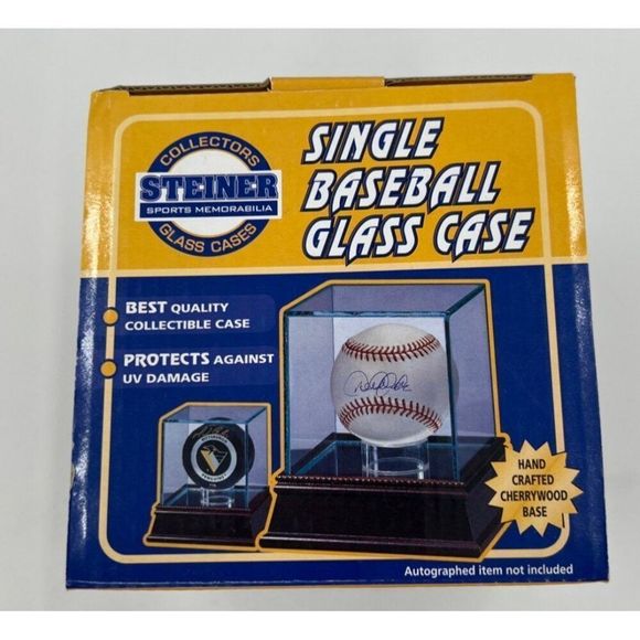 Steiner Single Baseball Glass Display Case With Wood Base - Picture 2 of 3